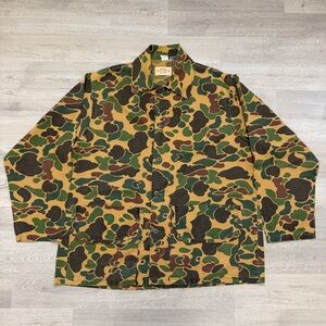 Vintage SAFTBAK USA Duck Camo Hunting Jacket Rare Mens Size XL Faded Distressed